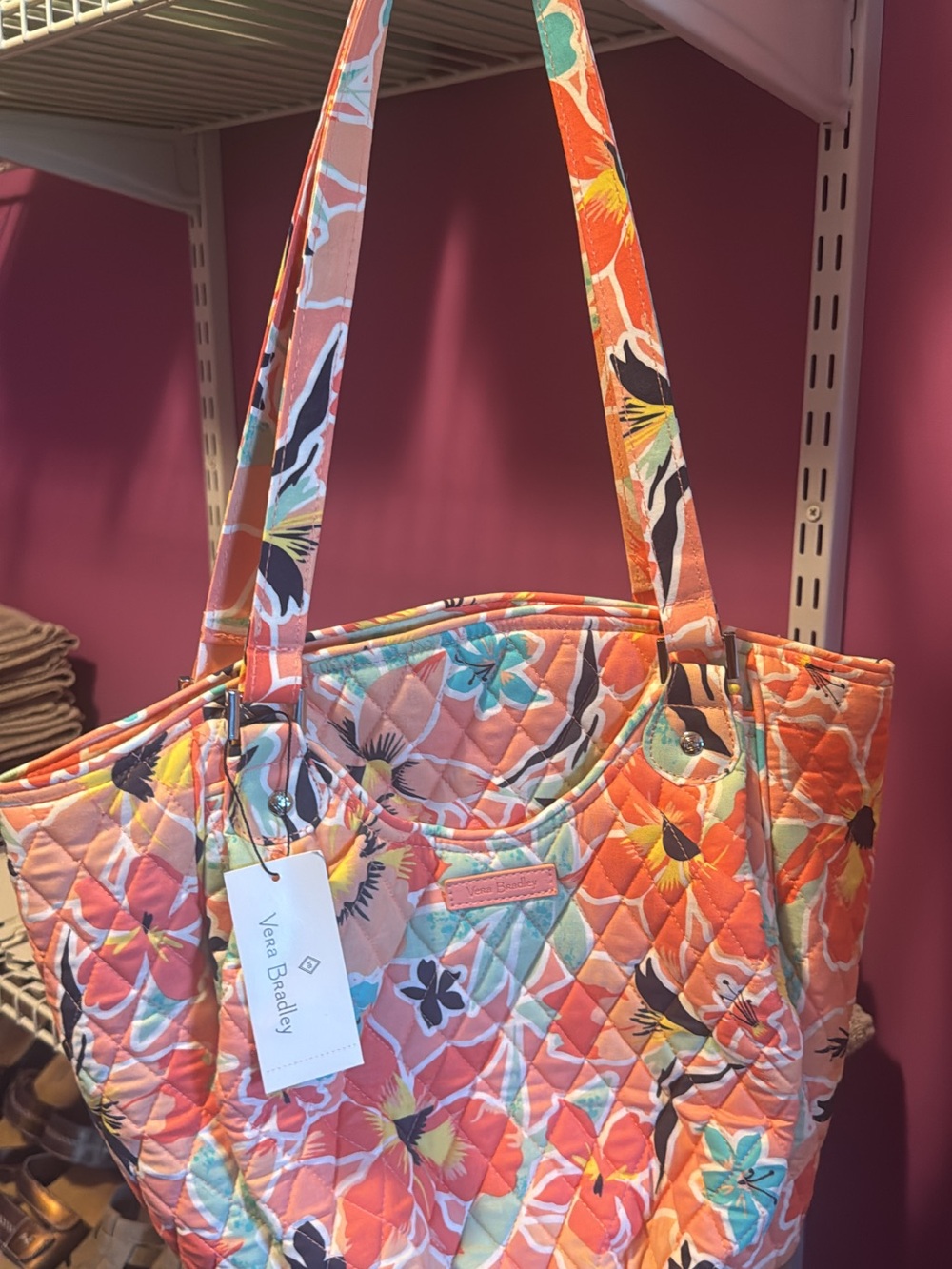 Vera Bradley Coral Multi Floral Quilted Tote